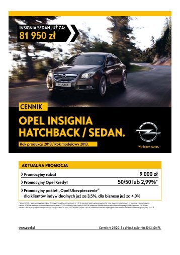 Opel Insignia Hatchback Sedan cennik 2013 - Rok ... - Opel Polska
