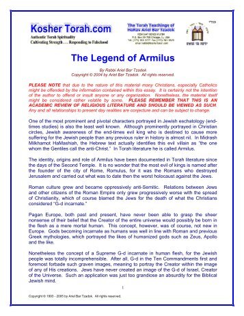 The Legend of Armilus - Kosher Torah