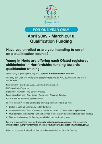 QUALIFICATION FUNDING - Hertfordshire County Council