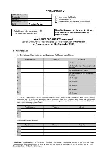 Wahlvordruck V1 1) Anlage ... - Wahlen - Bayern