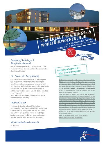 WOHLFÃHLWOCHENENDE - Ãsterreichischer Frauenlauf