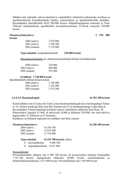 Eelarve seletuskiri (PDF, 584KB) - Tartu