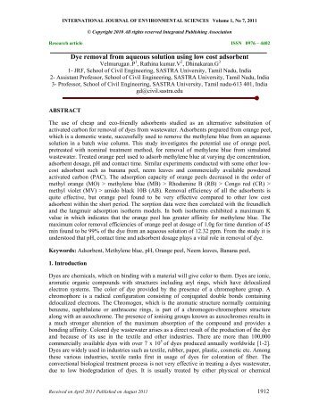 Dye removal from aqueous solution using low cost adsorbent