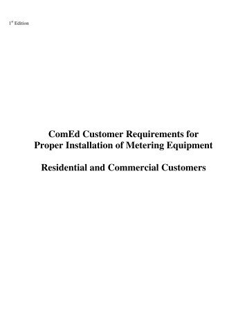 ComEd Customer Requirements for Proper Installation of Metering ...