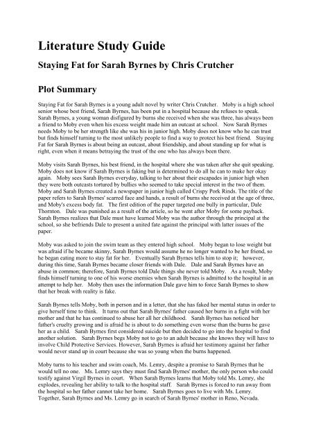 staying fat for sarah byrnes cliff notes staying fat for sarah byrnes cliff notes