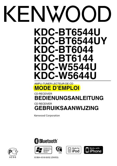 KDC-BT6544U KDC-BT6544UY KDC-BT6044 KDC ... - Kenwood
