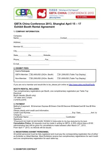 Exhibit Booth Rental Agreement