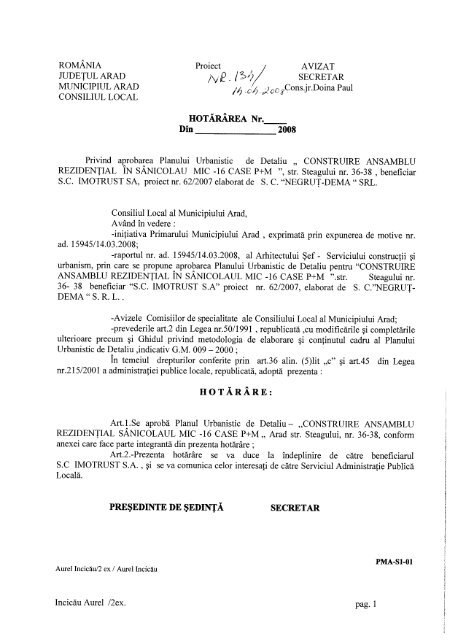 Construire ansamblu rezidenÅ£ial Ã®n SÃ¢nicolaul Mic, 16 - Primaria ...