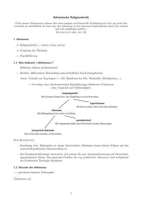 Atheistische Religionskritik - Katholisch-Theologische FakultÃ¤t