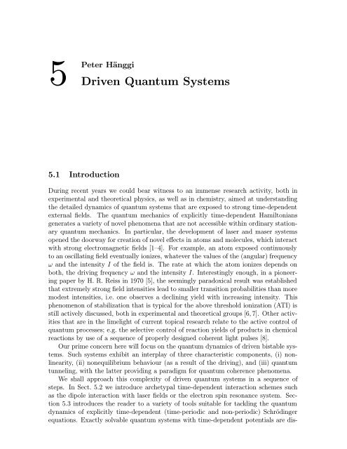 Driven Quantum Systems - Institut für Physik