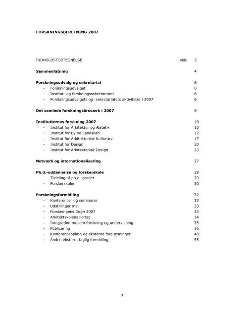 Forskningsberetning 2007 - Arkitektskolen Aarhus