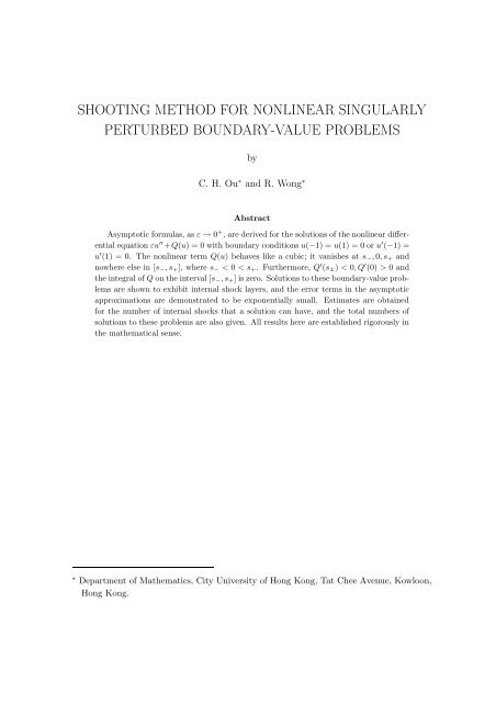 shooting method for nonlinear singularly perturbed boundary-value ...