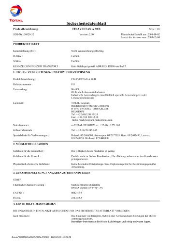 [DE] - FINAVESTAN A 80 B - 2008-10-02 - Korb Schmierstoffe