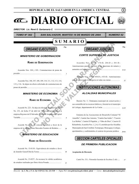 Diario 16 de Marzo.indd - Diario Oficial de la RepÃºblica de El Salvador