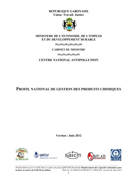 profil national de gestion des produits chimiques - UNITAR