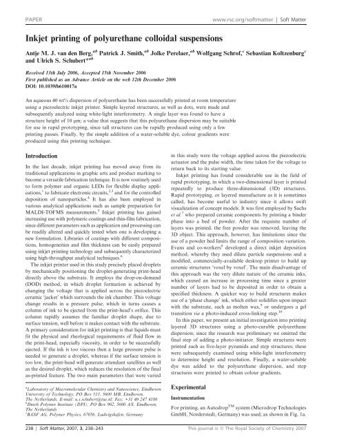 Inkjet printing of polyurethane colloidal suspensions