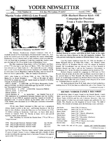 Issue 32 - Yoder Family Information