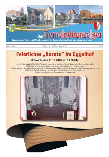 Feierliches â€žRorateâ€œ im Eggelhof - Langweid am Lech