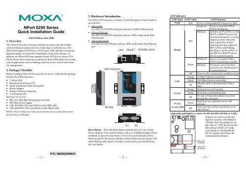 NPort 6250 Series Quick Installation Guide - Moxa