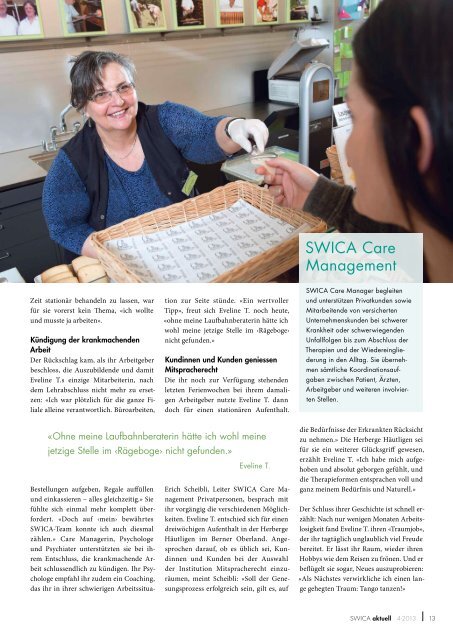 Die Kundenzeitschrift von SWICA, November 2013