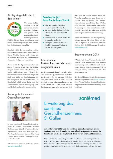 Die Kundenzeitschrift von SWICA, November 2013