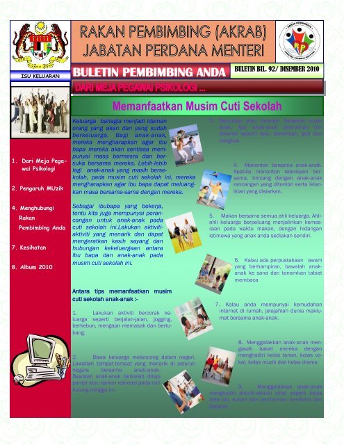 BULETIN PEMBIMBING ANDA Memanfaatkan Musim Cuti Sekolah