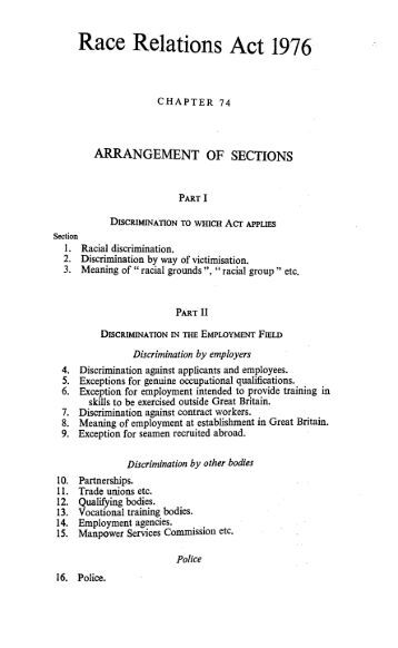 race relations act 1976 essay Free coursework on why is the law important for social work and social work service users from essayukcom, the race relations act 1976 states that it is. race relations act 1976 essay Free coursework on why is the law important for social work and social work service users from essayukcom, the race relations act 1976 states that it is.