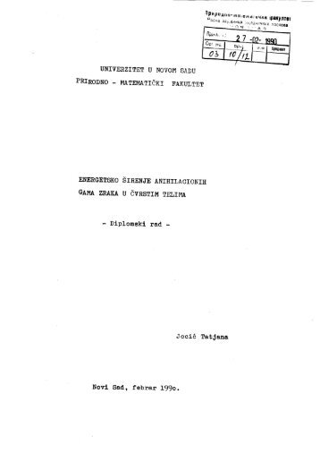 Tatjana Jocić - Energetsko širenje anihilacionih gama zraka u ...