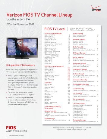 Verizon FiOS TV Channel Lineup