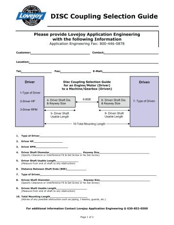 DISC Coupling Selection Guide 11Dec06 - Lovejoy