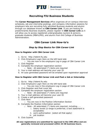 What is CBA Career Link - FIU College of Business