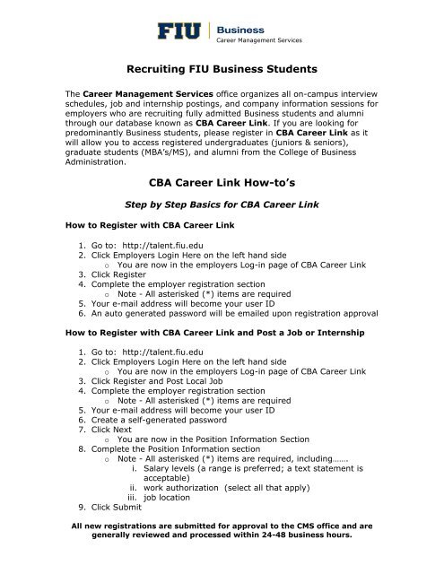 What Is Cba Career Link Fiu College Of Business