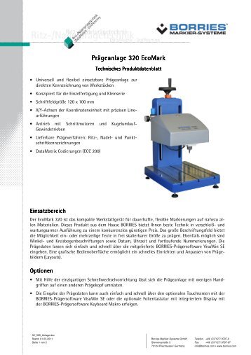 Prägeanlage 320 Ecomark - Borries Markier-Systeme Gmbh