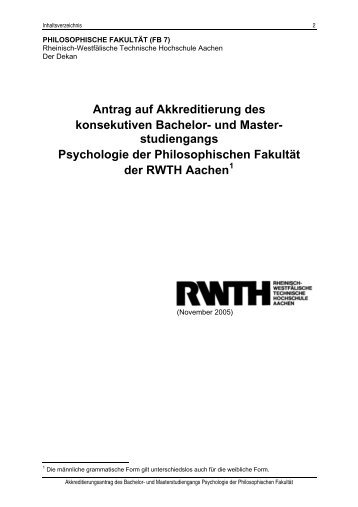 Akkreditierungsantrag - Institut fÃ¼r Psychologie der RWTH Aachen