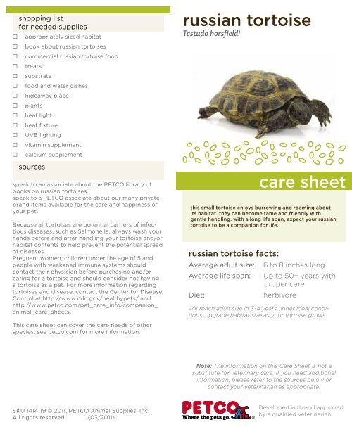 russian tortoise care sheet - Petco