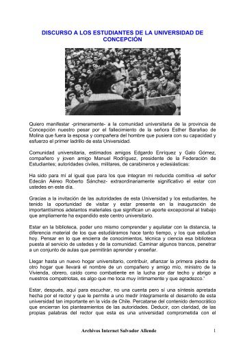 DISCURSO A LOS ESTUDIANTES DE LA ... - Salvador Allende