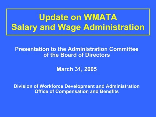 Update On Wmata Salary And Wage Administration Wmata Com