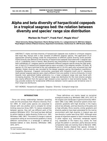 Alpha and beta diversity of harpacticoid copepods in a tropical