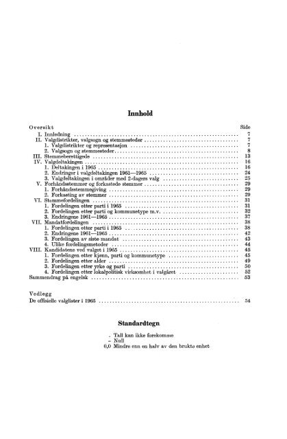 Stortingsvalget 1965. Hefte II Oversikt - Statistisk sentralbyrÃ¥