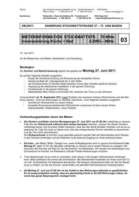 MIETERINFORMATION STOCKMATTSTR. 70 Mitte Innensanierung ...