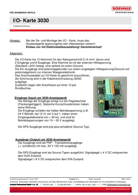 I/O- Karte 3030 - Wum-profishop.de