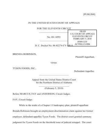 Robinson v. Tyson Foods, Inc. - Court of Appeals - 11th Circuit