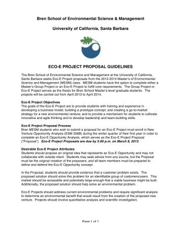 Eco-E Project Proposal Guidelines - Bren School of Environmental ...