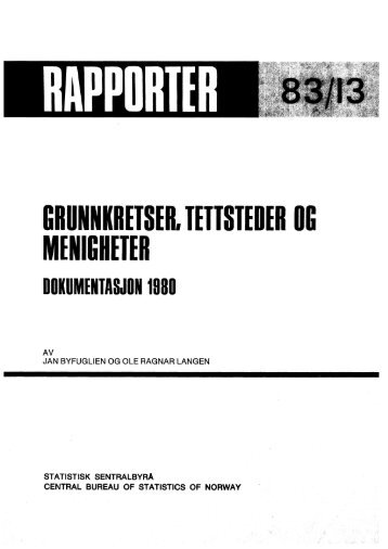 grunnkretser, tettsteder og menigheter dokumentasjon 1980 - SSB