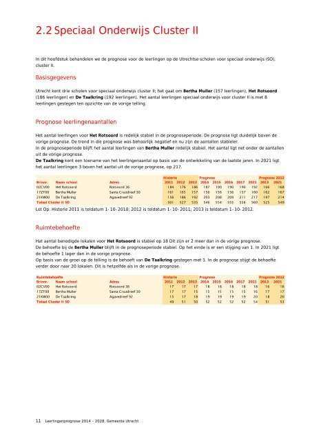 Leerlingenprognose 2014 - 2028 - Gemeente Utrecht
