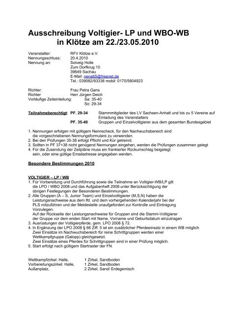 Ausschreibung Voltigier- LP und WBO-WB - Voltigieren in Sachsen ...