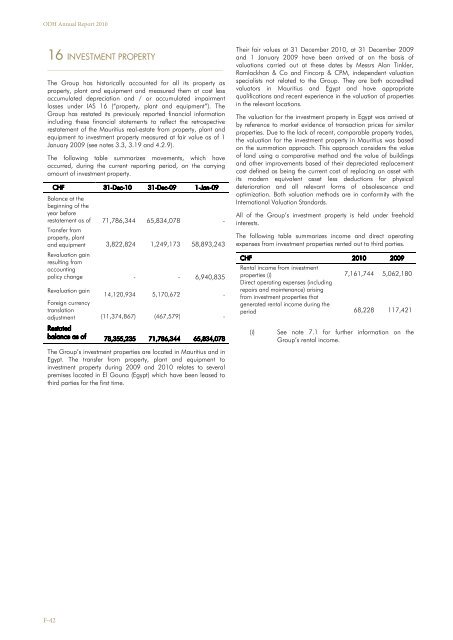 FY 2010 Annual Report - Part II - Orascom Development