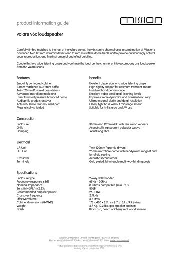 product information guide volare v6c loudspeaker - Supersonido