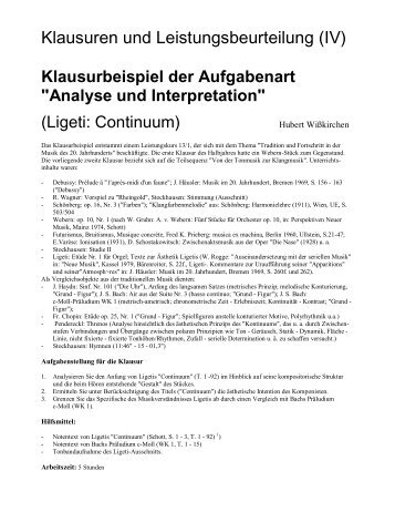 Klausurbeispiel der Aufgabenart "Analyse und Interpretation"