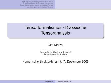 Tensorformalismus - Klassische Tensoranalysis - Kintzel.net